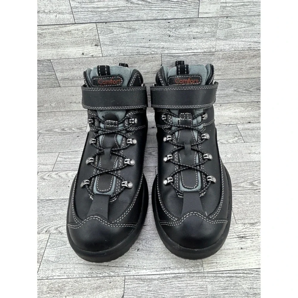Dr. Comfort‎ Ranger 9410 Men Black Leather Hiking Boots Size 10M Therapeutic